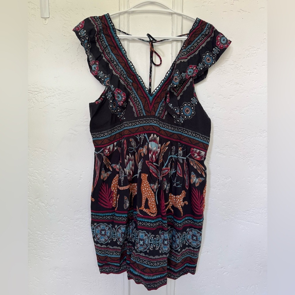 Anthropologie Bohemian Print Dress with Animal Motif - Picture 2 of 3